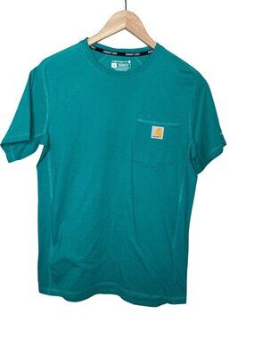 Carhartt Mens Relaxed Fit Force Pocket T-Shirt Teal Short Sleeve Small